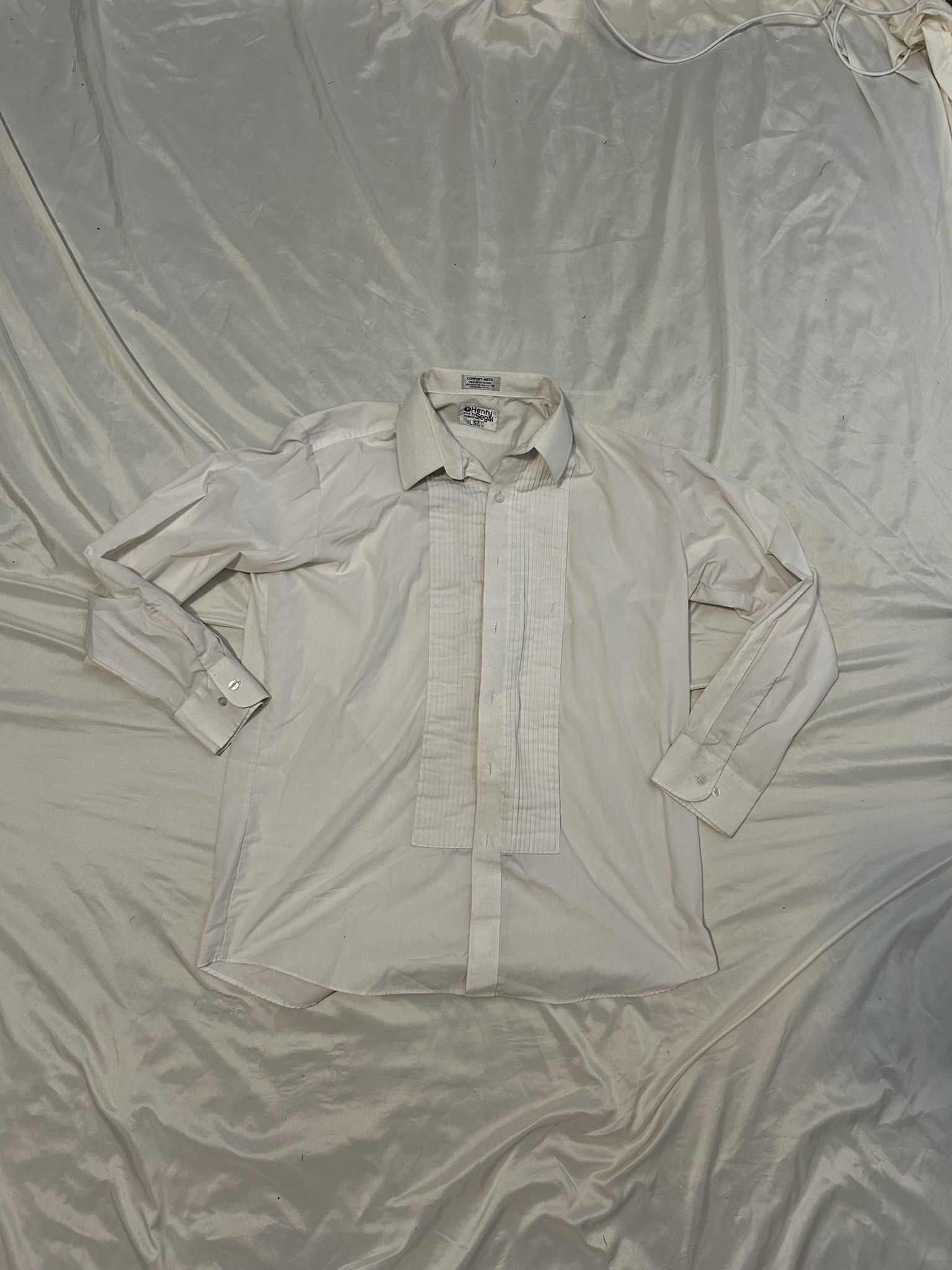 Henry Segal Kyle Thomas L5 White Tuxedo Dress Shirt – Size L5 (15–15½ 34/35) Comfort-Neck