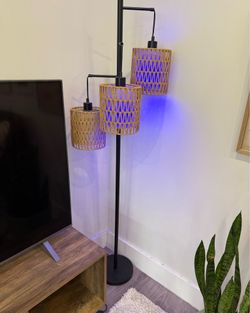 Rattan Floor Lamp Modern 3 Light