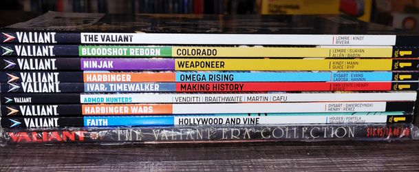 LOT OF 9 NM FIRST PRINT VALIANT COMICS GRAPHIC NOVELS, ALL CRISP/STIFF NEVER READ COPIES- PLEASE CHECK DESCRIPTIONS FOR DETAILS