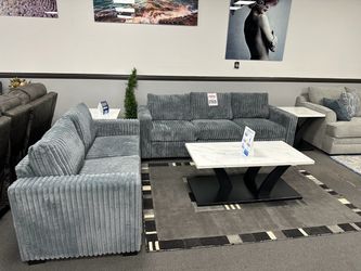 Gray Corduroy Sofa & Loveseat Set