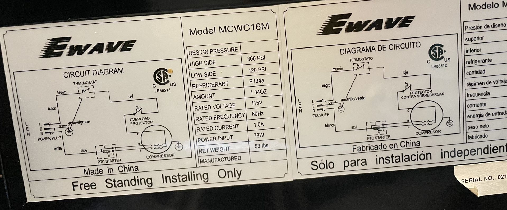 Ewave Black 16BOTTLE WINE COOLER Capacity 16 Bottles for Sale in Gig