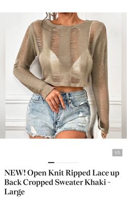 NWT Laced Back Crop Sweater ~ L
