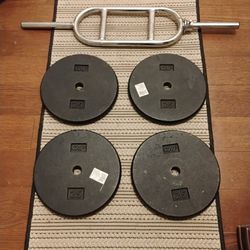 100 Ibs Weight Plate With Tricep Bar 
