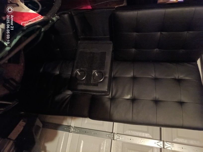 Stylish Black Leather Futon