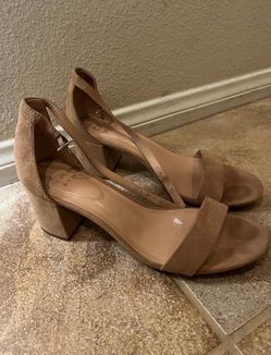 A New Day Tan Suede Block Heel Sandals