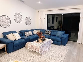 Blue 6 Piece Reclining Sectional