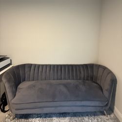 Modern Velvet Channel-Back Sofa – Excellent Condition!