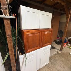 Kitchen Cabinets White and Brown Wood