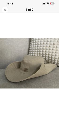 Miu Miu Embroidered Logo Drill Cowboy Hat  56-57cm Army  New
