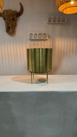 Gold Metal Planter w/ Stand — Modern — ~$40 Firm
