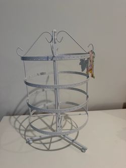 White Rotating Jewelry Organizer Stand