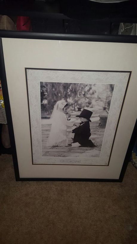 Kid Bride and Groom black and white photo framed