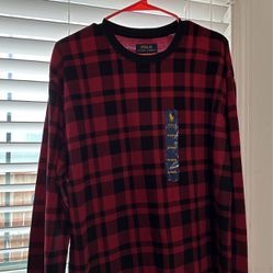 Men’s XL Black/red Plaid Pull Over Shirt New
