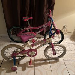 two girls' bikes