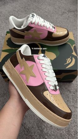 A Bathing Ape Bape Sta #6 Patent Brown Pink