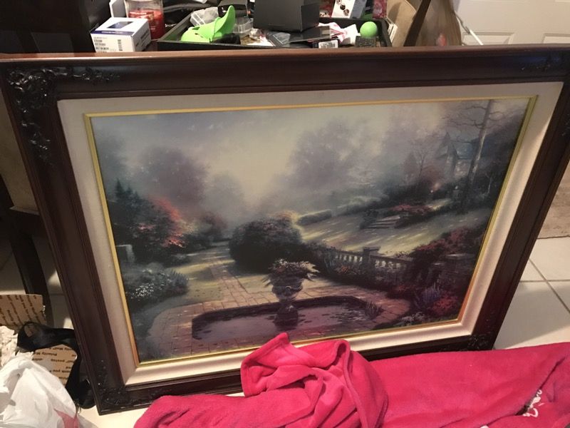 HUGE THOMAS KINKADE LITHOGRAPH (42x36), "Garden Beyond the autumn gate" Signed and numbered, need to sell ASAP!