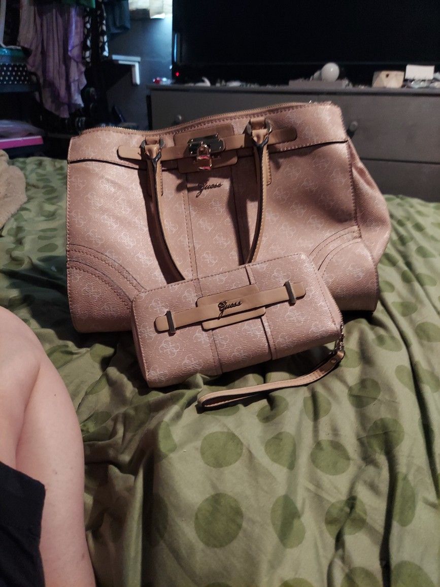 Guess Purse and Wallet Set Pink