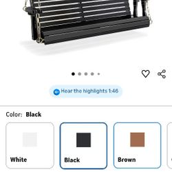 VINGLI Upgraded Patio Wooden Porch Swing for Courtyard & Garden, Heavy Duty 880 LBS Swing Chair Bench with Hanging Chains for Outdoors (Black, 4 FT)