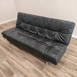 Twin 73 Inch Leather Sofa, Convertible 