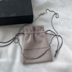 David Yurman Sterling Silver And Diamond Bar Necklace 