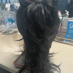 Long Soft Shaggy Layered Black Wig Classic Cap Full Synthetic Wigs