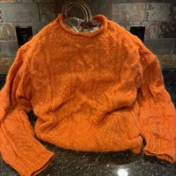 United Colors Of Benneton Orange Mohair Sweater