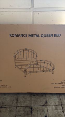 New, queen metal bed