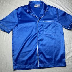 Adidas Originals Graphics Monogram AOP Button Up Shirt Blue Bird