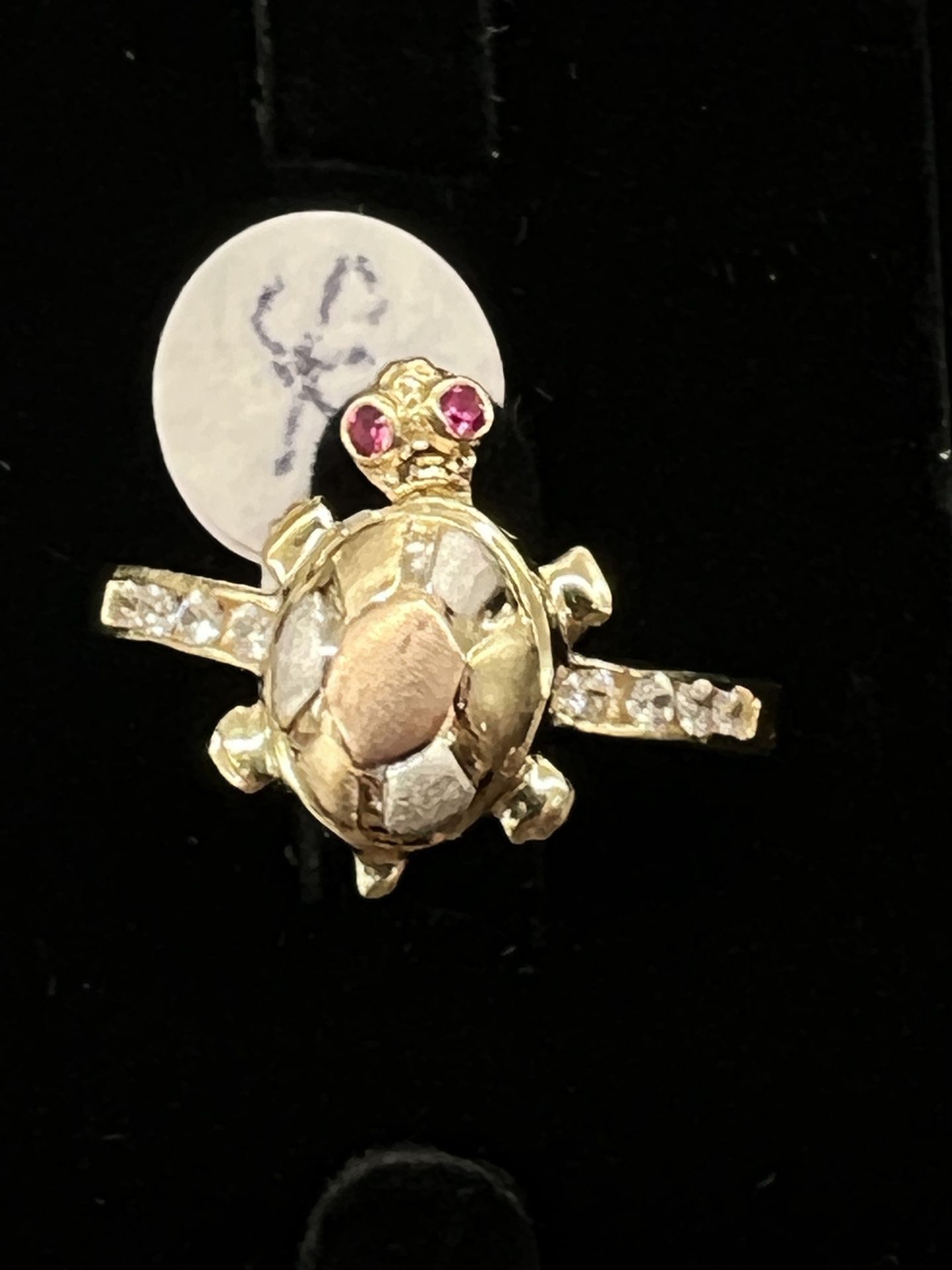 $250 3 Tone Gold Turtle w Zirconia Ring