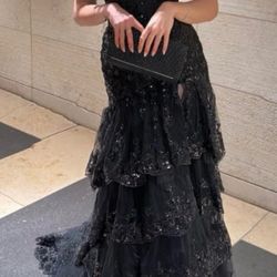 Black Sparkly Prom Dress Size 6