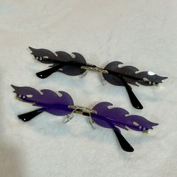 Flame-Shaped Sunglasses Set of 2 – Black & Purple