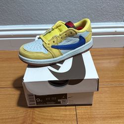 Travis Scott Jordan 1 Low Canary Size 9C Toddler