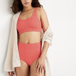 High-Waisted Ribbed Bikini Two Piece