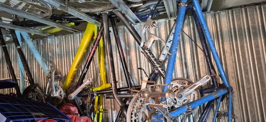 Sunday june 7th only  Bike frames,parts rims and tires. Cleaning out storage room. Must go today! Downtown behind arena. Call tom at .
