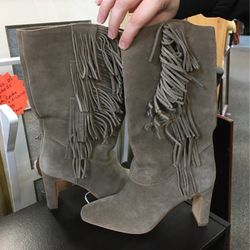 Boots-, ladies, fringe, suede, designer , Size 8, Ghent, 110 west 21 St, 