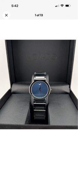 Movado Watch with Blue Dial and tungsten bracelet
