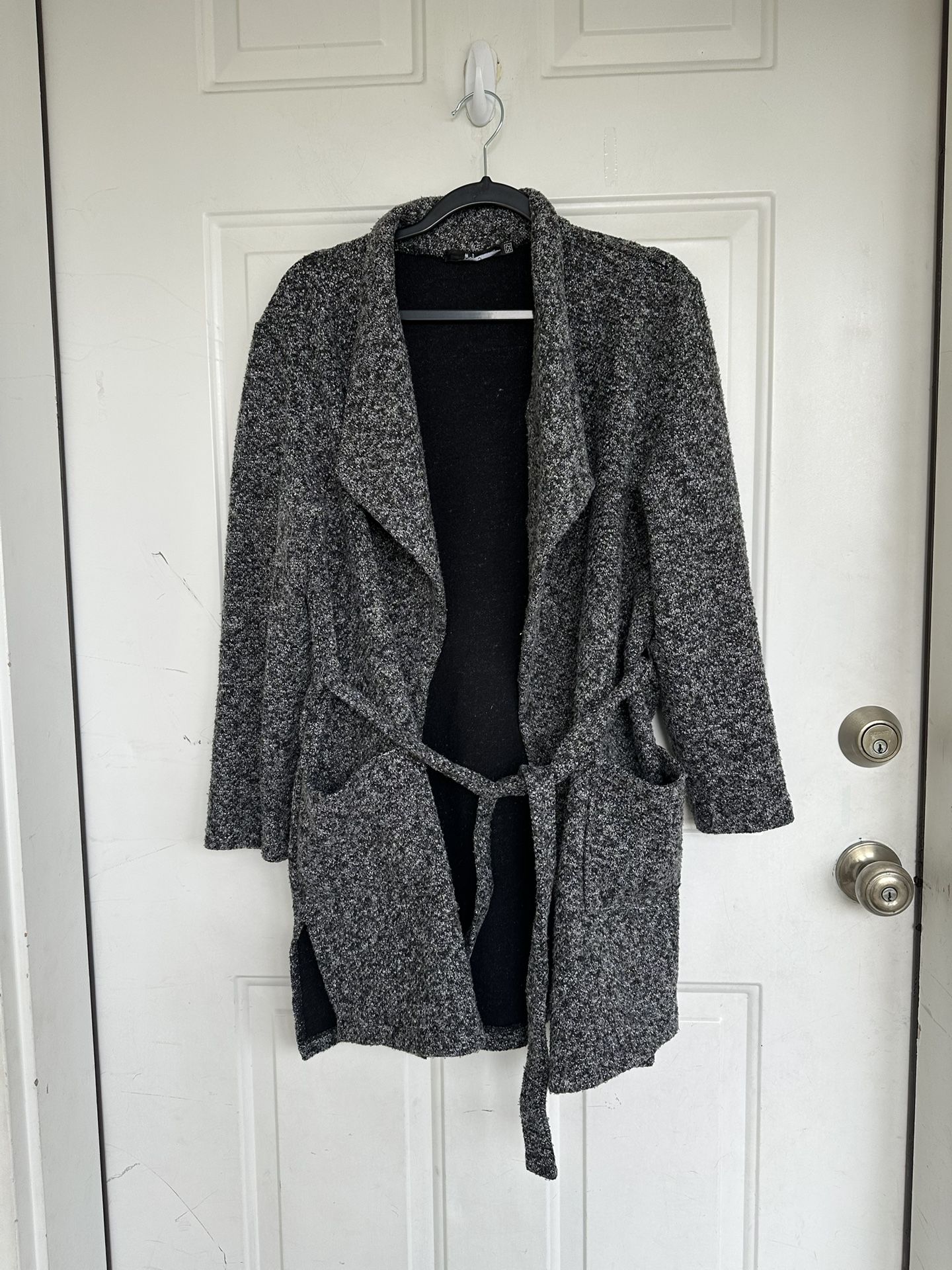 Molegi Woman Collection Coat Twill Belted Cardigan Jacket Size L