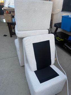 White Boucle Accent Chair Cushion Set
