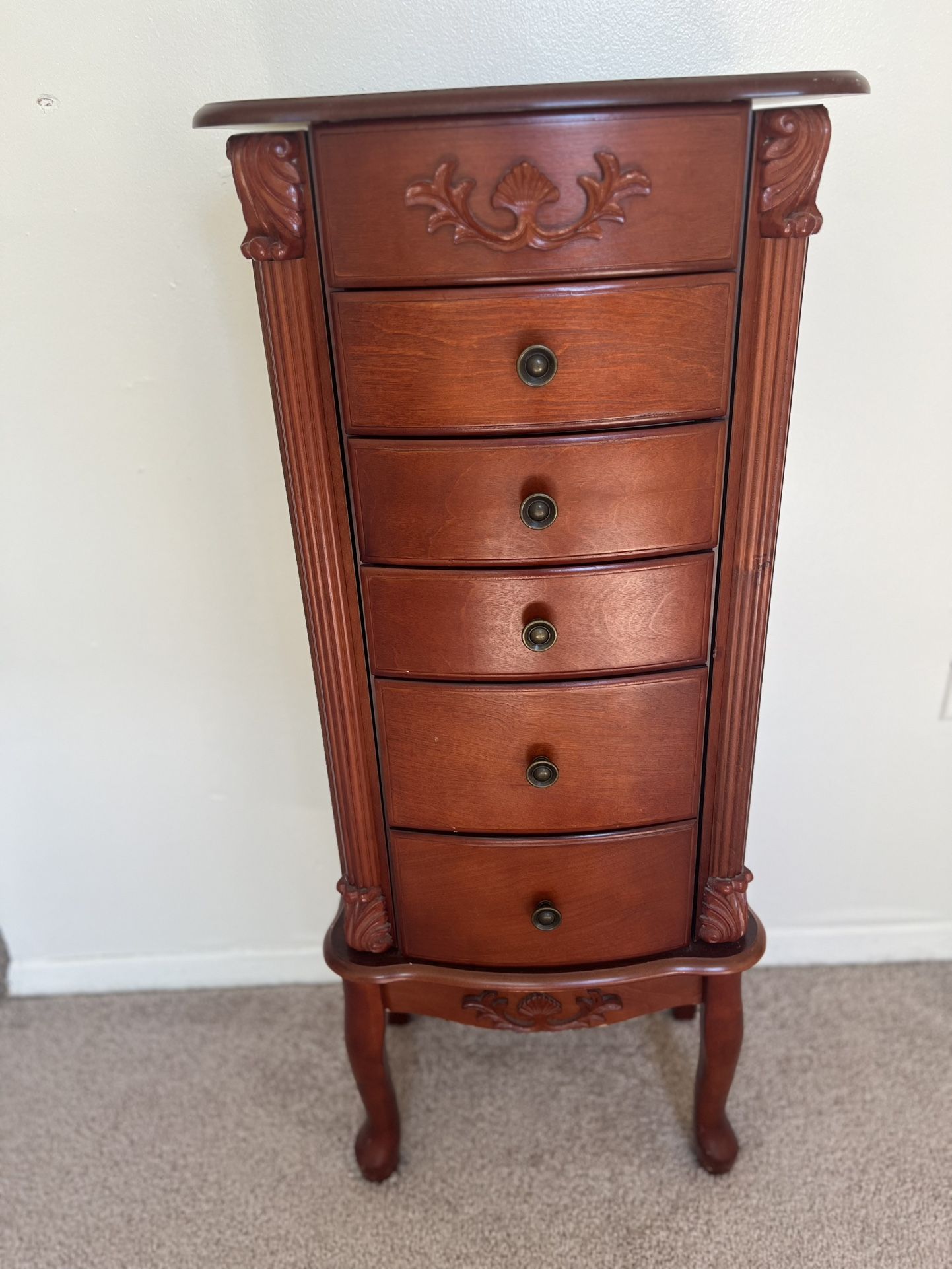 Wooden Jewelry Armoire Cabinet Storage Chest with Drawers and Swing Doors