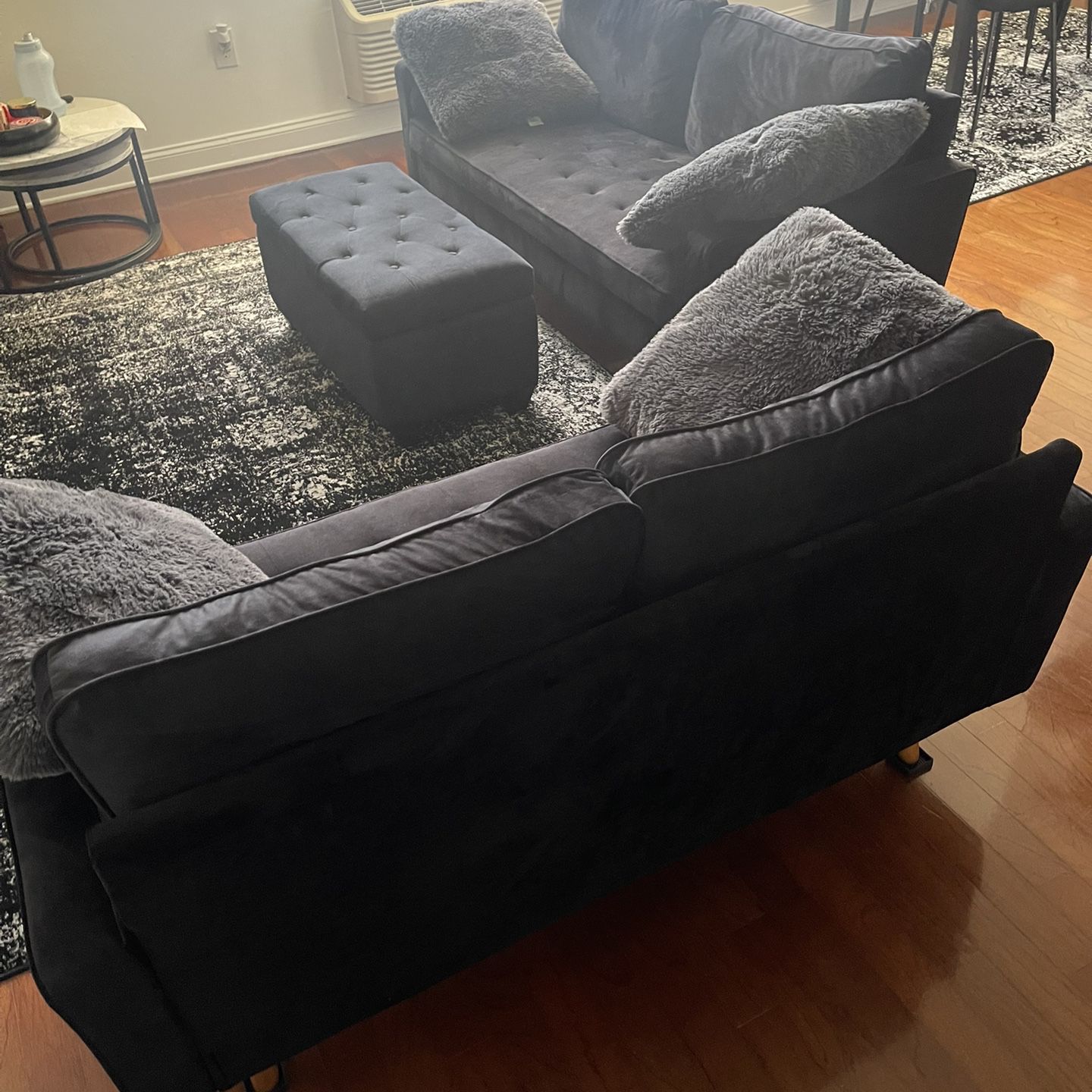 3-Piece Sofa Set - Velvet Black