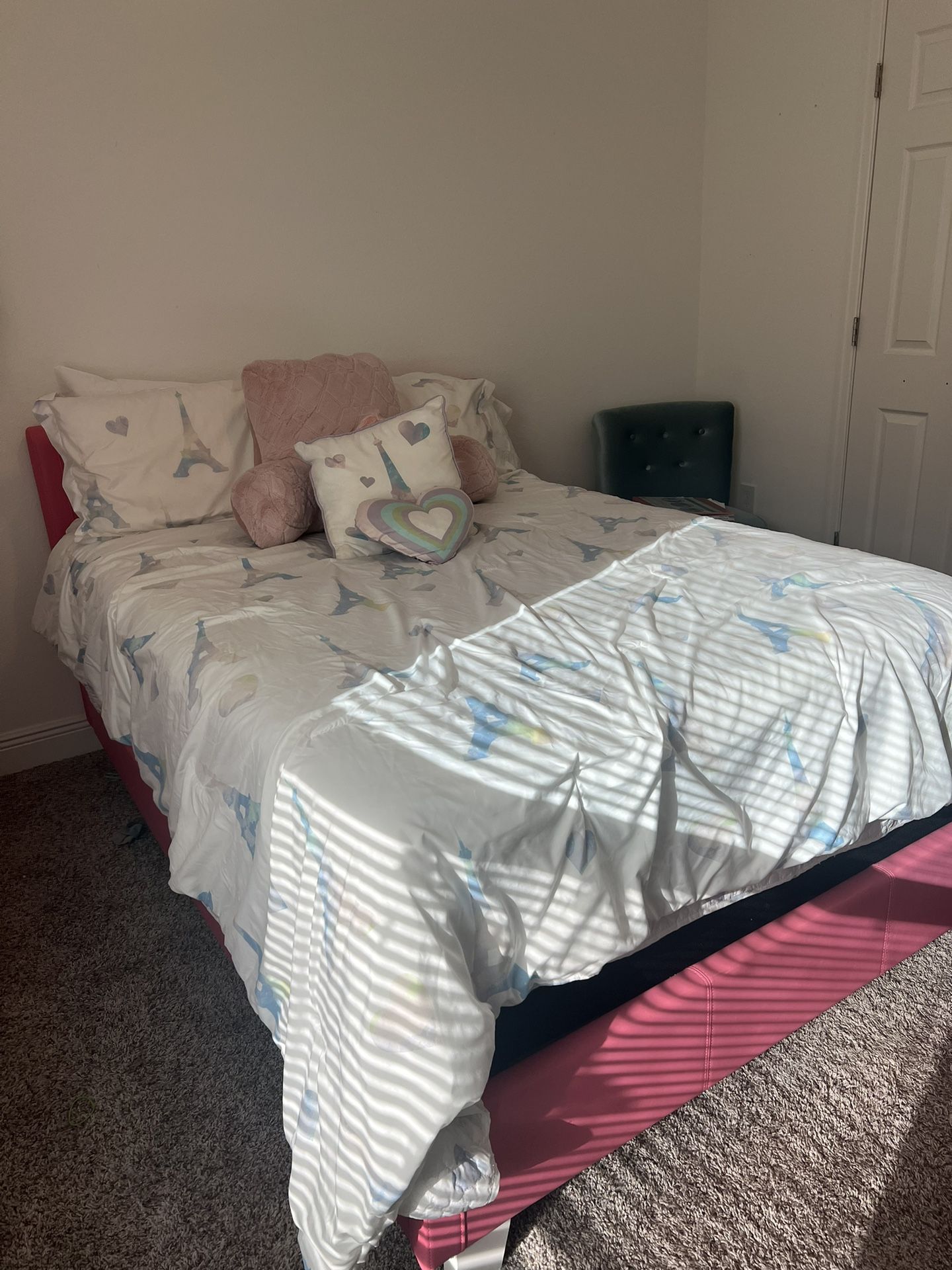 Pink Framed Full Size Girls Bed