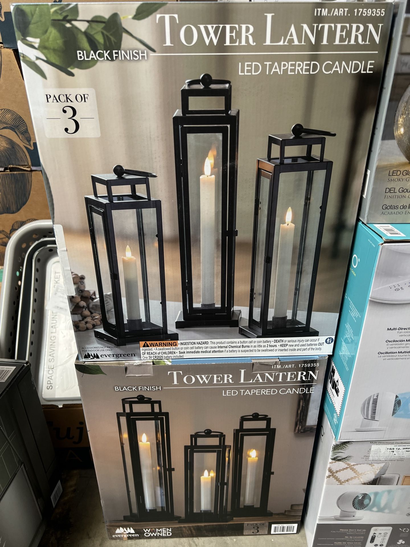 Tower Lantern, LED Tapered Candle, 3-Pack