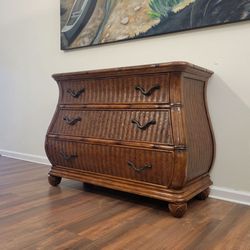Rattan Bombe 3-Drawer Chest Dresser