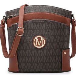MARCO M KELLY Crossbody Bags for Women Fashion Multi Pockets Monogram Zipper PU Leather Shoulder Bag for Women