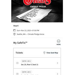 Heart   Cheap Trick  Tickets For Tonight's Show In Seattle 