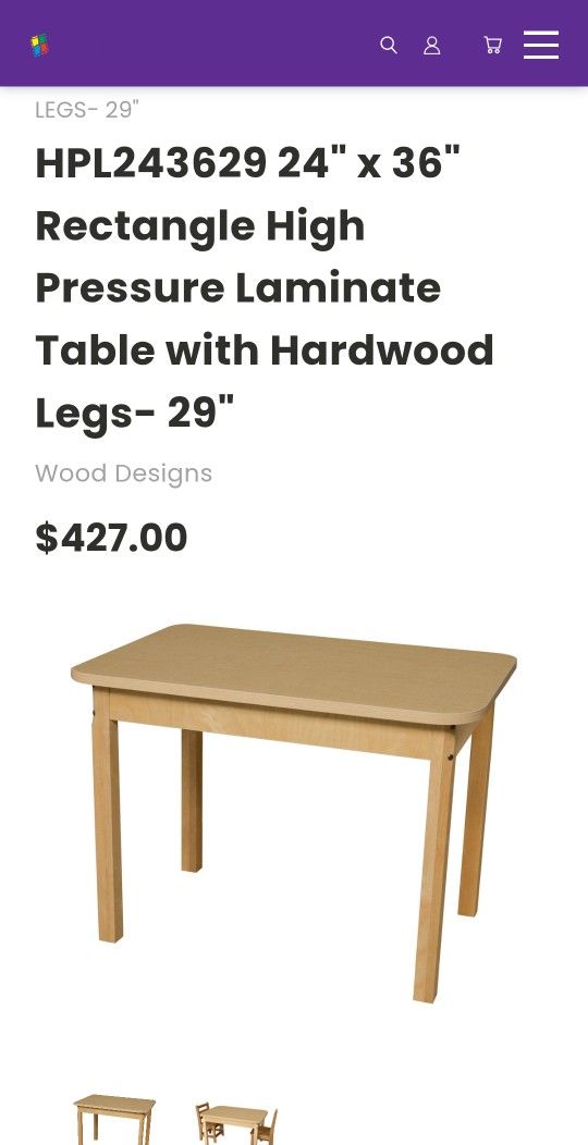 NIB High End Children's Table, Made in America