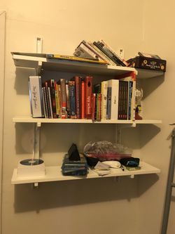 6 white shelves
