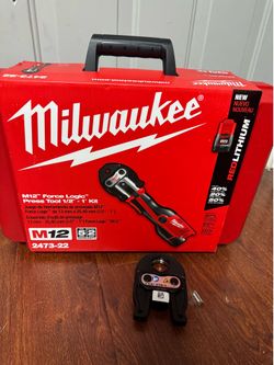 Milwaukee M12 12-Volt Lithium-lon Force Logic Cordless Press Tool Kit (3 Jaws Included) with Two 1.5 Ah Battery and Hard Case