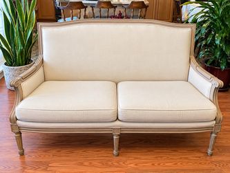 French Provincial Sofa & Armchair Set – Cream Upholstery