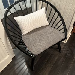 West Elm Black Circle Wooden Accent Chair 